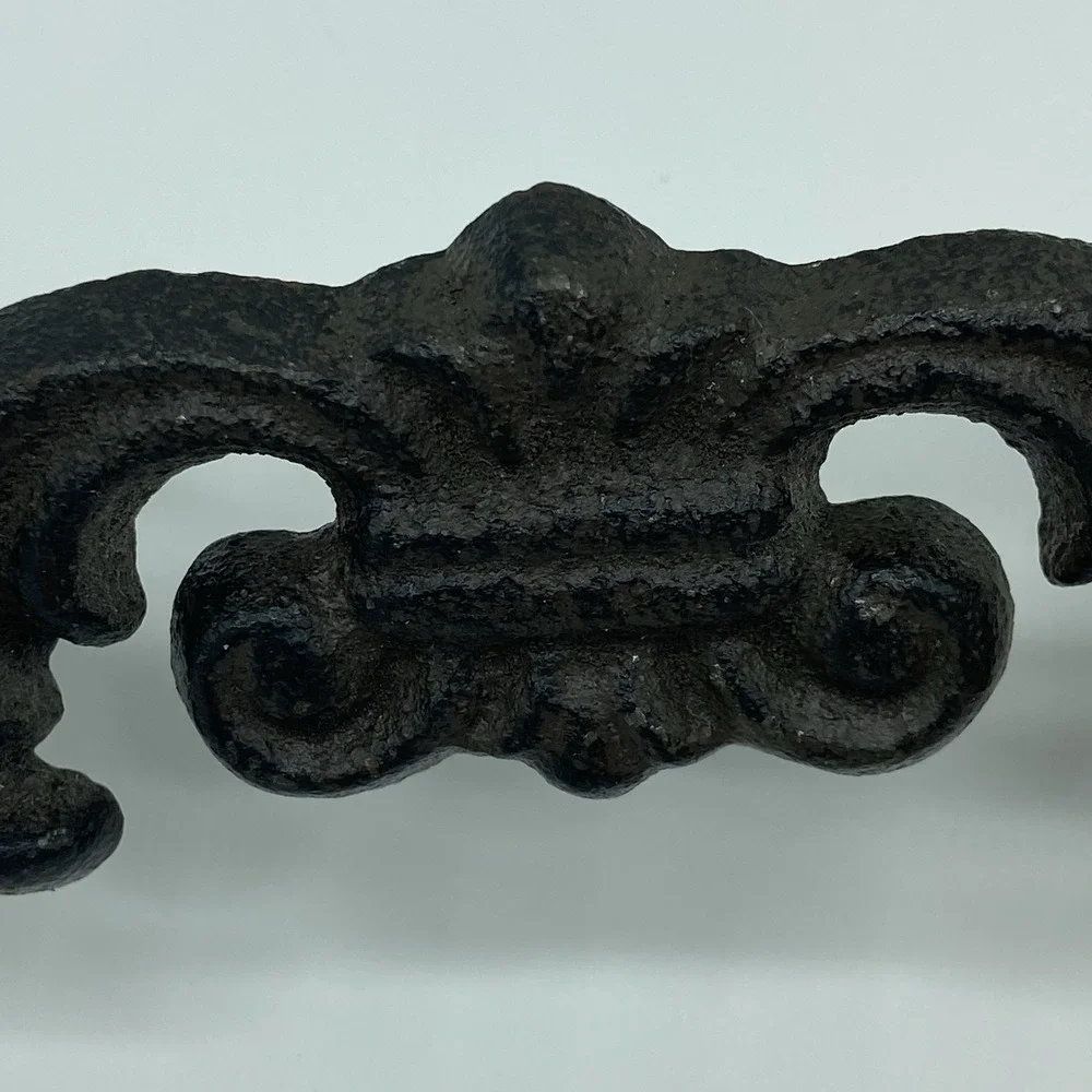 Wrought Iron Drawer Pulls Handles Set of 3 Ornate Scroll Fleur De Lis Farmhouse